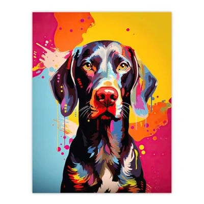 Image of Artery8 Shorthaired German Pointer Dog Lover Gift Pet Portrait Colourful Artwork Painting Large Wall Art Poster Print Thick Paper 18X24 Inch