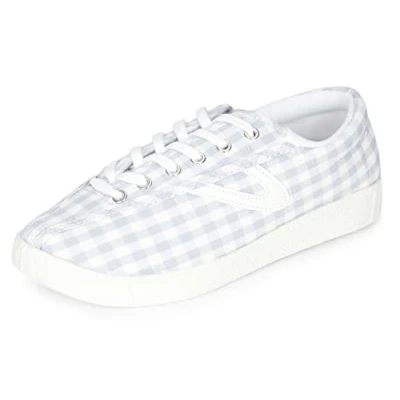 Image of TRETORN Women&#039;s Lace up Nyliteplus Canvas Sneakers Women s Casual Tennis Shoes Classic Vintage Style, Grey Gingham, 4 UK