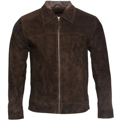 Image of Infinity Leather Mens Retro Goat Suede Biker Jacket Brown Size Small