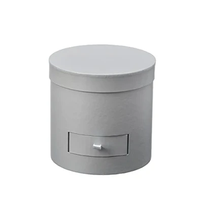 Image of Oasis GREY ROUND 15CM FLOWER GIFT HAT BOX LINED WITH DRAWER