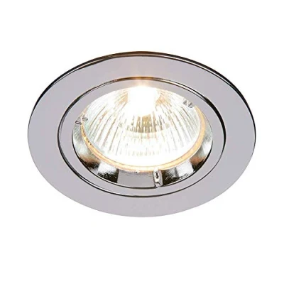Image of Saxby Cast Modern Recessed 50W Fixed Twist &amp; Lock Mains 240V LED Compatible GU10 IP20 Rated Chrome Ceiling Spot Downlight for Kitchen Bedroom Lounge etc.