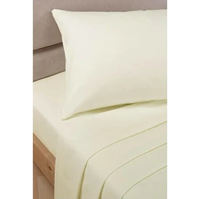 Image of Cream Single Polycotton Fitted Sheets 90 x 190 cm 2 Pack