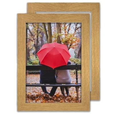 Image of MH Home Photo Frame, Picture Certificate Freestanding &amp; Wall Mountable (Oak, A4 (21 x 30 cm) 2 Pack)