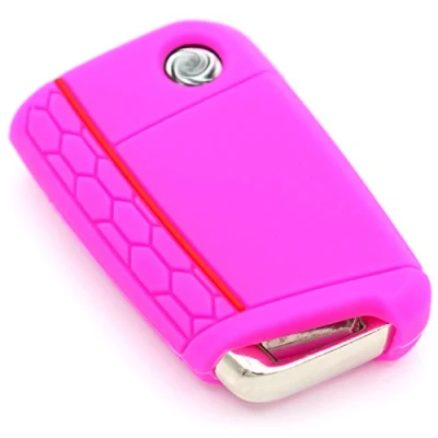 Image of VB Key Case for 3 Button Car Silicone Cover Protective (Neon Pink)