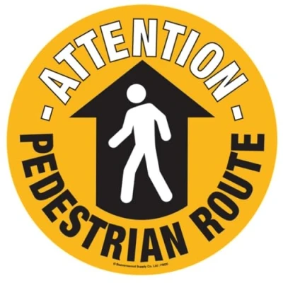 Image of Floor Graphic Markers Adhesive Sign, Warning Stickers, Safety Sign 430mm dia. Pedestrian Route