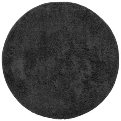 Image of vidaXL Shaggy Rug High Pile Soft Anthracite Modern Floor Carpet Ã˜ 80 cm, Polypropylene, Round, Fluffy Texture, Suitable for Underfloor Heating