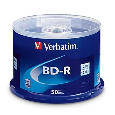 Image of Verbatim BD R 25GB 16X Blu ray Recordable Media Disc 50 Pack Spindle 98397