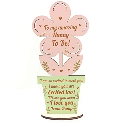 Image of RED OCEAN Nanny To Be Gifts From Bump Birthday Wooden Flower Mum Keepsake