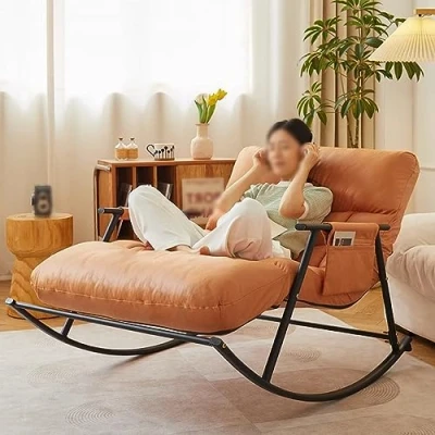 Image of DSEWTEZXI Indoor double Modern Sofa Lounger with cushion,breathable Bedroom rocking chair,outdoor garden recliner armrests,zero gravity camping chair,ergonomic chair.