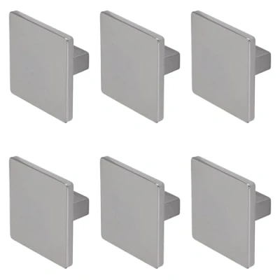 Image of Decoranddecor Calla Square Cabinet Knob Door Pull Handle Kitchen Cupboard Furniture Drawer (6 Pack, Polished Nickel Black)