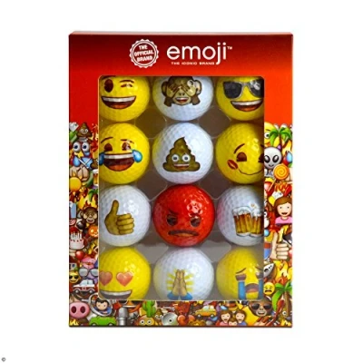 Image of Official Emoji Novelty Fun Golf Balls (Pack of 12), Red