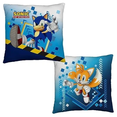 Image of Character World Sonic The Hedgehog Officially Licensed Square Cushion Bounce Design Stuffed Super Soft Pillow Reversible 2 Sided Perfect For Bedroom Gaming Décor