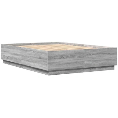 Image of vidaXL Bed Frame with LED without Mattress Grey Sonoma 160x200 cm