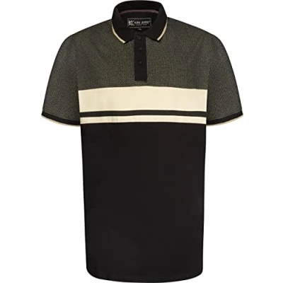 Image of Kam Dobby Weave Polo Shirt Casual Summer Top Stripe Kingsize 2XL 8XL 5462 (as8, Alpha, xx_l, Regular, Black)