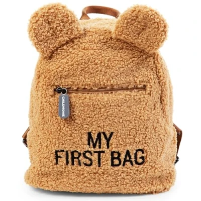 Image of Childhome, Baby Backpack, School, Kindergarten, Nursery, Two Compartments, Lunchbag/Bottle Capacity, Removable Safety Buckle, Waterproof, My First Bag, teddy beige