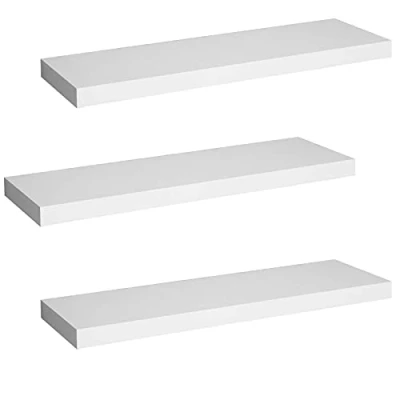 Image of WOLTU 3 Pcs Floating Shelf White Wooden Wall Storage Display 70cm Long RG9369ws