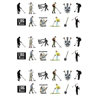 Image of 36 Stand Up Metal Detecting Themed Edible Wafer Paper Cake Toppers Decorations