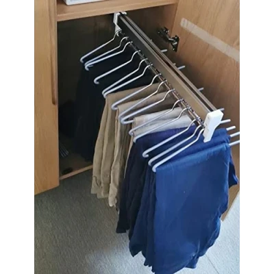 Image of Pull Out Clothes Rail 30 80cm, Steel Extendable Closet Rod For Pants Clothing Storage, Wardrobe Adjustable Hanger Space Saving, Load 25kg (Size : 300mm)
