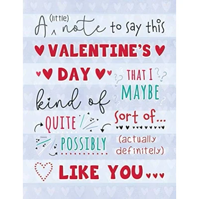 Image of Modern Type Valentines Card Open 8 x 6 inches Piccadilly Greetings