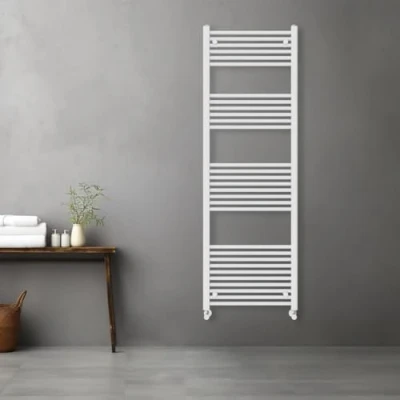 Image of Warmehaus Contemporary Straight Heated Bathroom Towel Rail Radiator Rad 1800x600mm White