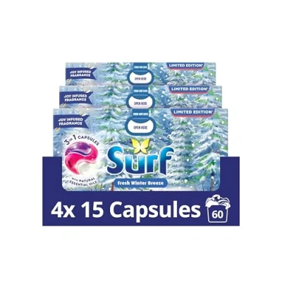 Image of Surf 3 in 1 Fresh Winter Breeze Limited Edition Laundry Capsules 15 washes Multipack of 4