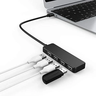 Image of USB Hub, 4 Port Ultra Slim 2.0 Hub Portable Adapter High speed Expansion Multi Splitter Lead Cable For PC Laptop, Desktop, PS3 PS4, Xbox, Wii, MAC, NoteBook, (4 2.0)