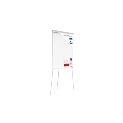 Image of ALLboards Flipchart 100x70cm, on a Tripod, Adjustable Height, Magnetic Whiteboard Dry Wipe Surface