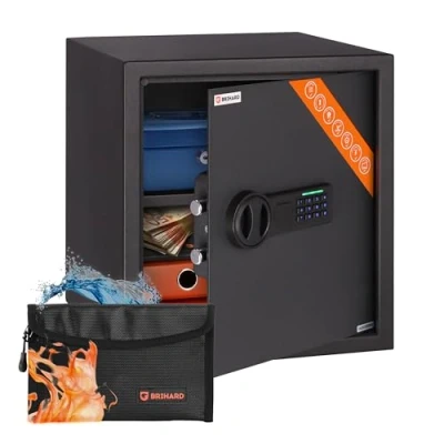 Image of Brihard Business Electronic Safe 40x38x38cm Safety Box with Digital Keypad Lock LED Screen and Removable Shelf Code for Office, Home Security