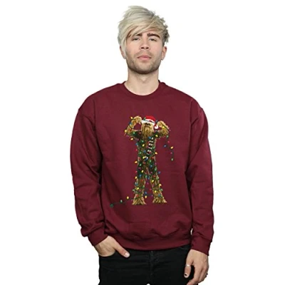 Image of Star Wars Men&#039;s Chewbacca Christmas Lights Sweatshirt Large Burgundy