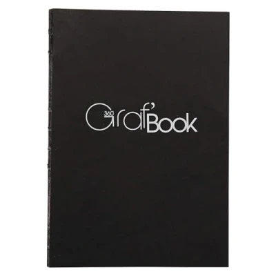 Image of Clairefontaine Ref 975802C Graf Book 360 Raw Binding (100 Sheets) A4 in Size, 100gsm Paper, Acid Free, pH Neutral, Portrait Orientation Black Cover