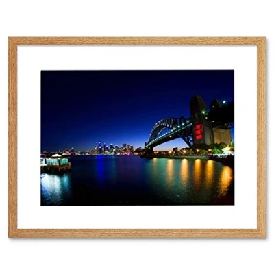 Image of Wee Blue Coo Harbour Bridge Sydney Australia Picture Framed Wall Art Print