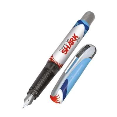 Image of Online College ink pen Shark, ergonomic fountain for school/college, medium nib, soft grip part, standard cartridges, refillable, ideal beginners, pupils