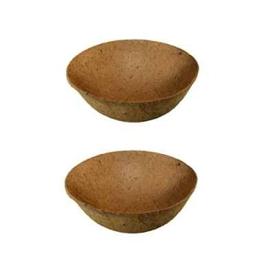 Image of Set of 2 Natural Coco Hanging Basket Liners Cupped Shaped Liner For 14 Inch