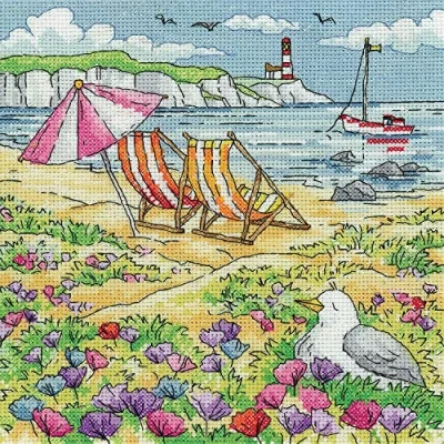 Image of Heritage Crafts Cross Stitch Kit Summer Shore (Aida)