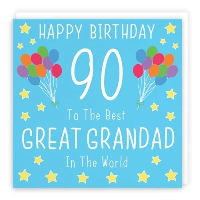 Image of Hunts England Large Great Grandad 90th Birthday Card Happy 90 To The Best In World Iconic Collection 210 x mm Age
