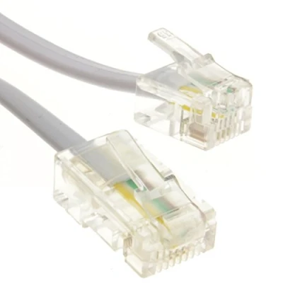 Image of kenable RJ11 Male Plug to 4 wire RJ45 Flat Cable Lead 5m White [5 metres]