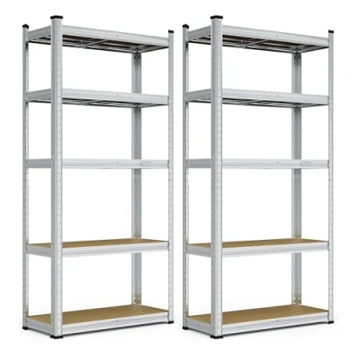 Image of VonHaus Garage Shelving Units Heavy Duty Unit for Home, Office, Shed and Storage 5 Tier Storage, 175kg Capacity Per Shelf Pack of Two 1.5m Racking Shelvings