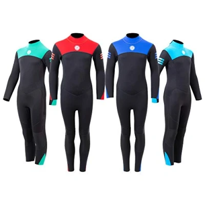 Image of Two Bare Feet Kids Glider Childrens Full Length Neoprene Wetsuit Boys and Girls For Swimming Surfing Diving (Red, XL)