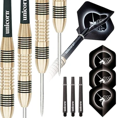 Image of Unicorn Steel Tip Darts Set Core Style 1 100% Brass Barrels 21 g