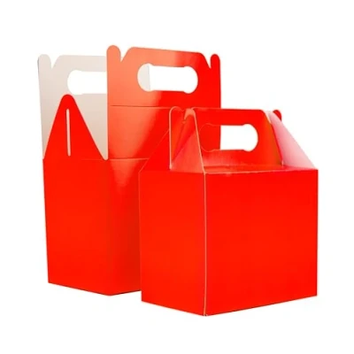 Image of SHATCHI 30Pcs Red Colour Cardboard Lunch Takeaway Birthday Wedding Carry Meal Food Cake Party Box Childrens Loot Bags
