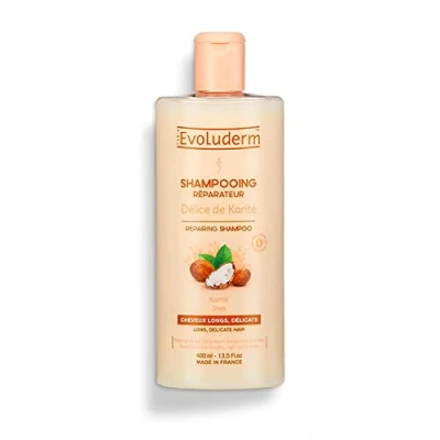 Image of EVOLUDERM Shea Delight Repair Shampoo 400 ml 96% Natural Origin Vegan Made in France
