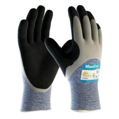 Image of Atg Cut Resistant Gloves, NBR Coated, Black/Purple/Grey, Size 9