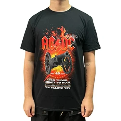 Image of AC/DC for Those 40th Flaming Unisex Official T Shirt Various Sizes Back Printed Black