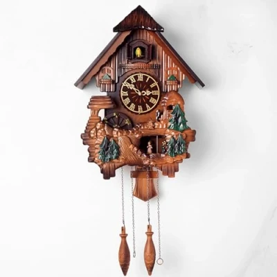 Image of LIANZHUANG Cuckoo Clock, Bird Wall Pendulum Clock That Sings on Hour, Voices Call, Couple Dances To Music,C