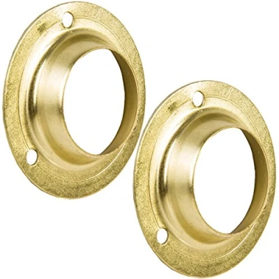 Image of Pair of 25mm Strong Brass Wardrobe Hanging Rail Sockets End Support Fittings