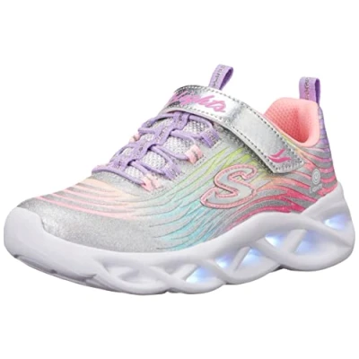 Image of Skechers Twisty Brights Mystical Bliss Sneaker, Silver Multi Mesh, 2 UK