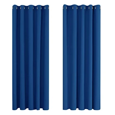 Image of Deconovo Super Soft Bedroom Blackout Curtains Thermal Insulated Eyelet for Kids 66 x 72 Inch Blue 2 Panels