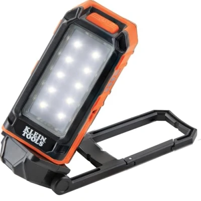 Image of Klein Tools 56403 LED Light, Rechargeable Flashlight/Worklight with Kickstand and Carabiner, Charges Small Electronics, for Work, Camping