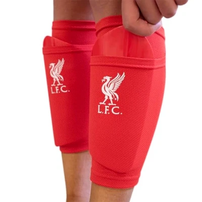 Image of Hy Pro Officially Licensed Liverpool F.C. Shin Pad With Sock Sleeve, Junior Guard, Breathable, Lightweight, Durable, Protective Gear, Merchandise, Great Football Gift Idea