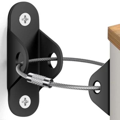 Image of Furniture Anchors, Anti Tip Anchors for Baby Proofing, Wall Anchor Earthquake Straps Dresser Safety Fasteners to Wall, Black